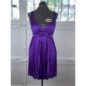 Y2K Taboo Purple Pleated Empire Waist Dress M